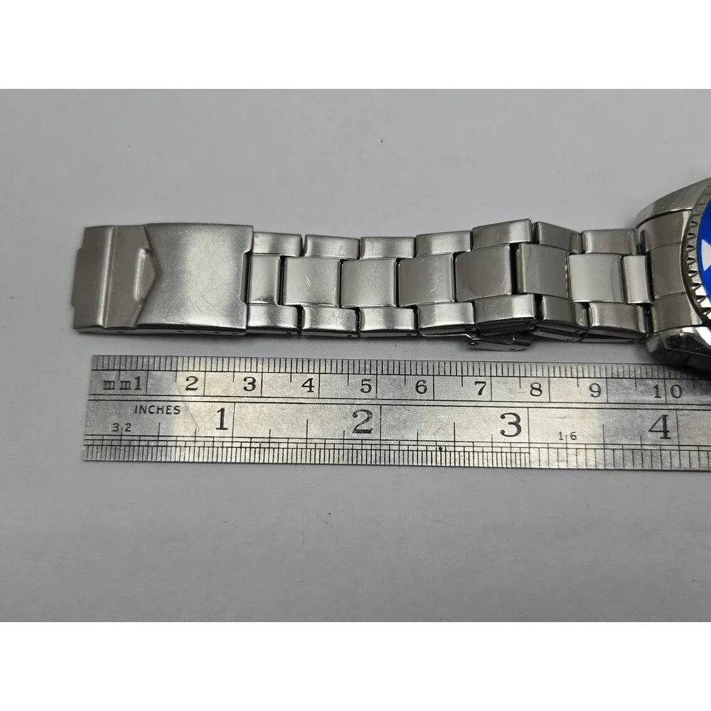 Auriol Mens Quartz Diver Style 46mm Watch Black Blue 24HR Bezel Date New Battery